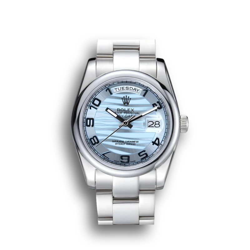 Rolex Day-Date Polished Silver Bezel White Dial 7470